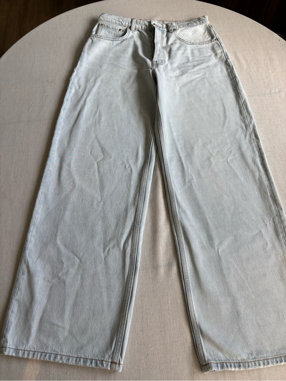 Annie Bing Manon High Waist Baggy Wide Leg Jeans Ultra Bleached Size 26 - Picture 3 of 13